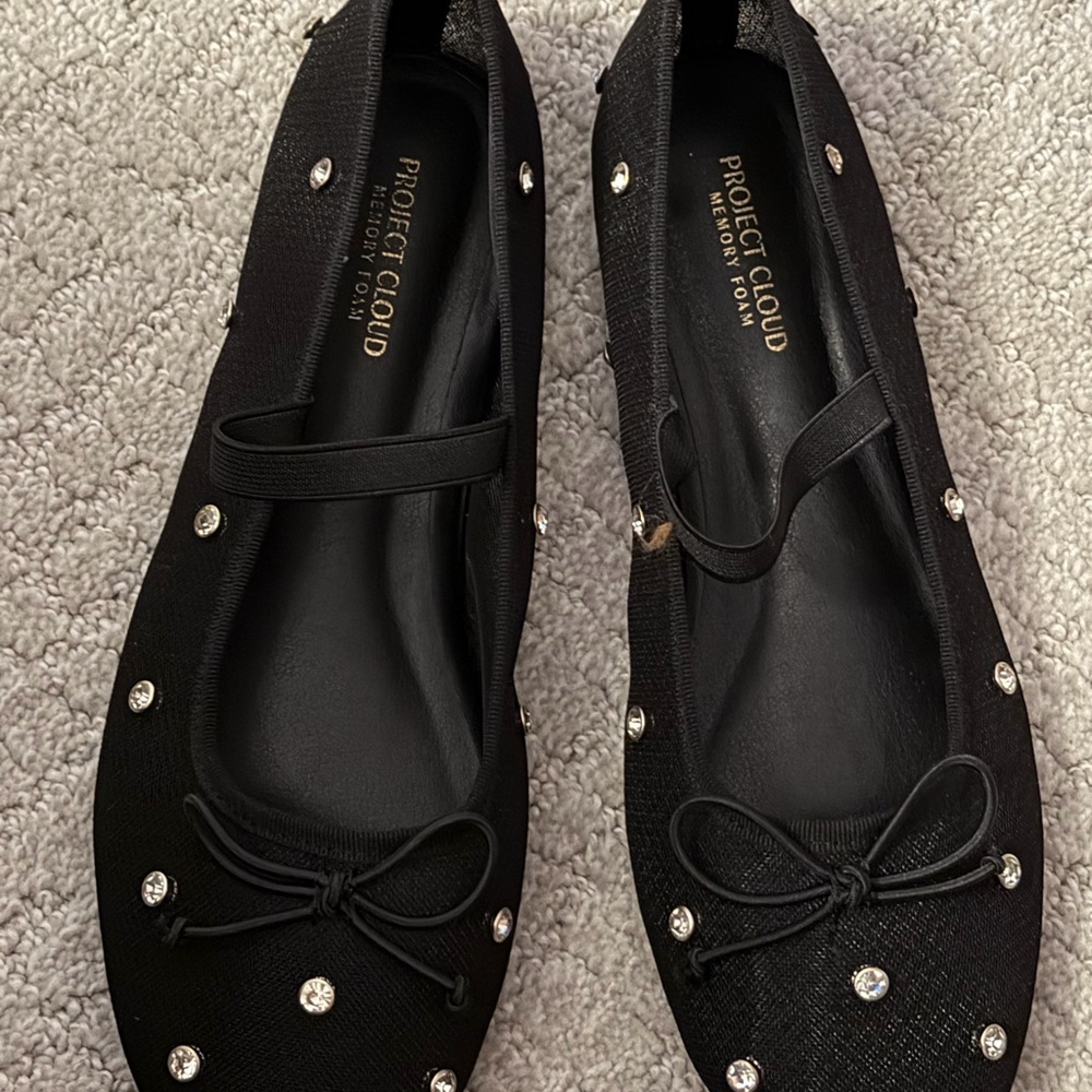 Project Cloud Black Rhinestone Flats